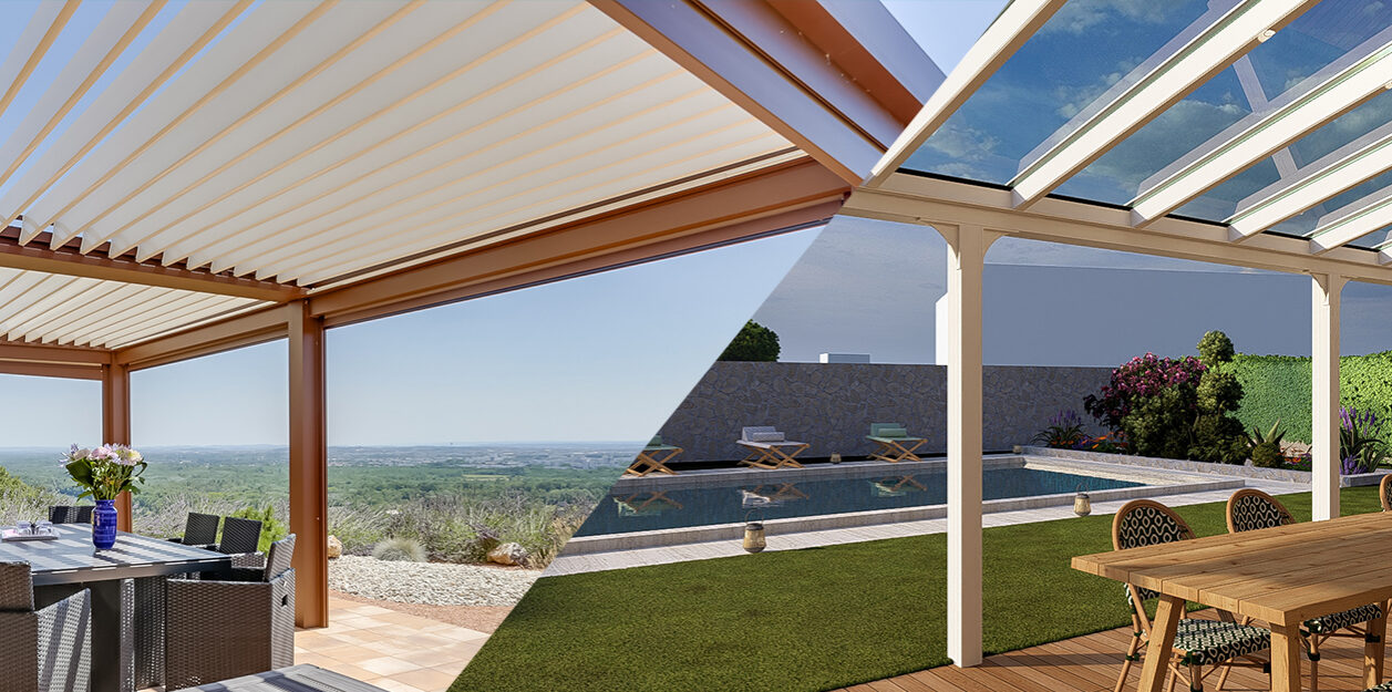 pergola bioclimatique et pergola vitrée