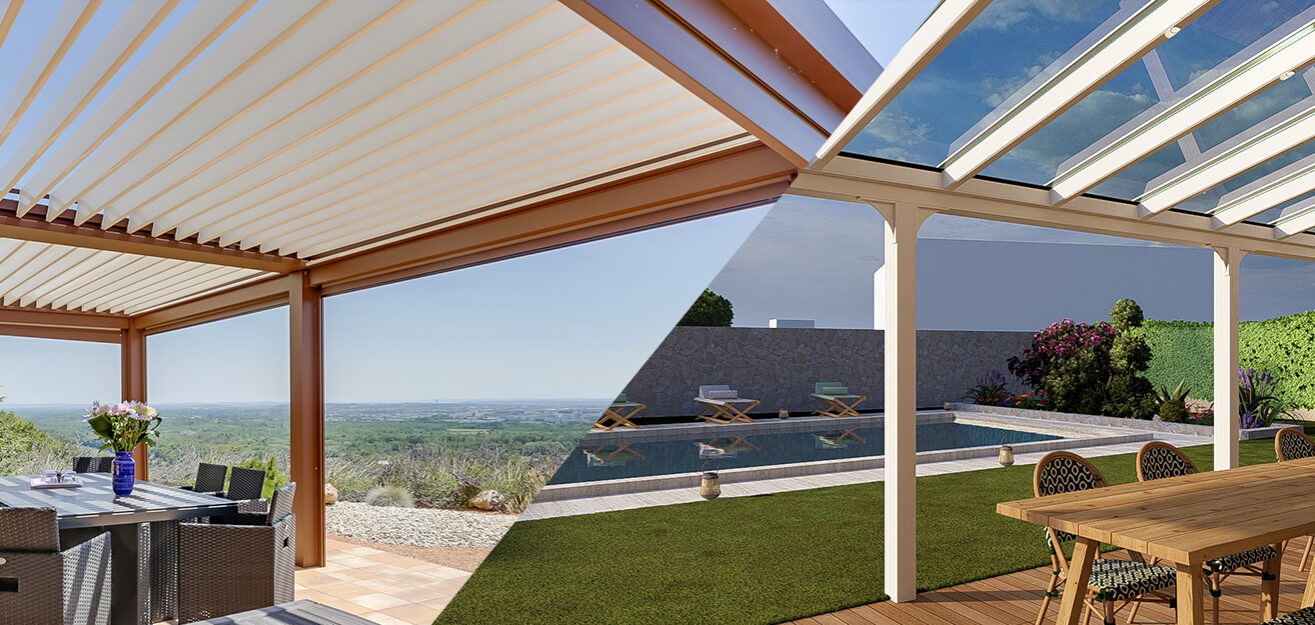 pergola bioclimatique et pergola vitrée